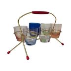 Ca. 1950’S - Germany - Set Of Shot (Schnapps) Glasses And Holder - Multi Colored thumbnail 2
