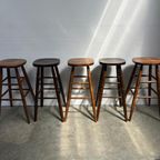 5x Vintage Eenvoudige Houten Barkruk Met Bohemian Charme thumbnail 7