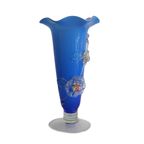 Vintage Murano Vaasje Blauw Met Bloemen, Venetie Italie '60 thumbnail 2