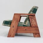 Vintage Sofa Checkered Fabric And Wood , Italy thumbnail 3