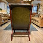 Engelse Chesterfield Fauteuil In Nieuwstaat Victorian Antiek Groen Leer thumbnail 2