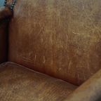 Prachtige, Karaktervolle En Unieke Luxe Schapenleren Art Deco Design Fauteuil/ Armchair thumbnail 14