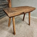 Antieke Primitieve Tafel Hakblok Sidetable Keukentafel Eiken thumbnail 11