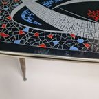 Vintage Houten Tafel Met Mozaïek Print . Aluminium Poten thumbnail 5