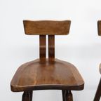 Set Van 3 Vintage Barkrukken Met Rugleuning Eiken thumbnail 6