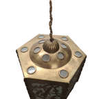Antiek Ajour Gezaagd Messing Hanglamp thumbnail 9