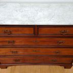 Vintage Antiek Dressoir Commode Ladekast Badkamermeubel Met Marmer Blad 704 thumbnail 11