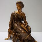 Beeld Van Romeins/Griekse Zittende Vrouw, Gesigneerd Aizelin, 19Th Century thumbnail 2