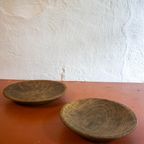 Two Antique Brown Wood Bowls Hand Carved Folk Art thumbnail 8