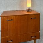 Vintage Tripod Lamp – Opaline En Teak thumbnail 4