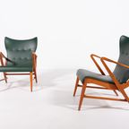Architectural Swedish Mid-century Modern Armchairs By Axel Larsson, 1950’s thumbnail 3