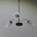 Vintage Plafondlamp - 3-Armig, Messing, Glas Jaren '50/'60 | 01480 thumbnail 5