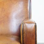 Comfortabele Vintage Schapenleren Design Armchair Met Een Stoere Look thumbnail 11