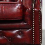 Mooie Engelse Rundleren Chesterfield Clubfauteuil In Een Mooie Gevlamde Rode Kleur thumbnail 8