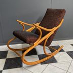 Rocking Chair By Ton In Black And Peach Fabric thumbnail 3