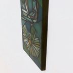 Framed Enameled Glass Artwork Attributed To Ellemarie Woolley 1950S thumbnail 5