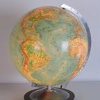 Midcentury Glazen Globe Met Licht Van Columbus Duoerdglobe, Duitsland thumbnail 4