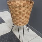 Wicker Basket On Metal Legs 1970S thumbnail 2