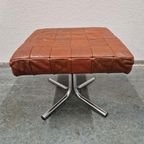 Vintage Voetenbank Leren Patchwork Buizenframe Voetenbankje thumbnail 3