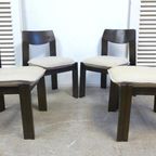 Set Van 6 Brutalist Stoelen En Uitschuifbare Eettafel thumbnail 2