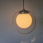 Art Deco Opaline Hanglamp Aluminum Frans thumbnail 5