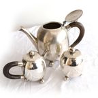 Vintage Verzilverde Thee Set Met Houten Handvaten; Made In India thumbnail 4