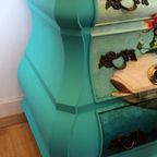 Turquoise Blauwe Xxl Buikkast - Vis Met Roos thumbnail 4