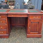 Klassiek Engels Bureau, Partnerdesk Schrijftafel Met Opzets thumbnail 5
