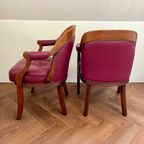 Set Vintage Wijnrode Chesterfield Fauteuils thumbnail 17