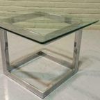 Vintage Chrome En Glas Bijzettafel Salontafel Sidetable thumbnail 7