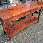 Fraai Geleefde Teakhouten Sidetable, Wandtafel, Wandconsole, thumbnail 4