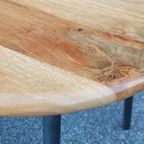 Retro Hout En Metaal Bijzettafel, Rond thumbnail 5