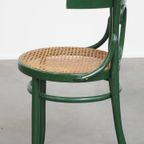 Leuke Groene Sierlijke Vintage Bistro Stoel Met Een Gematte Rieten Zitting thumbnail 6