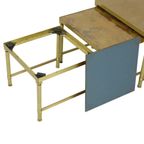 Design Set Van 3 Nesttafels Messing Koper Glas Goud Stijl Maison Jansen thumbnail 4