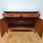 Vintage Antiek Dressoir Commode Ladekast Badkamermeubel Met Marmer Blad 703 thumbnail 3