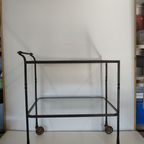 Brocante Metalen Tuin Trolly Serveerwagen Tuintafel Glasplaten thumbnail 17