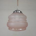 Art Deco Hanglamp Met Roze Glazen Kap, Jaren 30 thumbnail 15