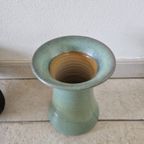 Gubbels Helden Vintage Groen Blauw Gemêleerde Trompet Vaas thumbnail 3