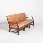 Mid-Century Danish Modern 3-Seats Sofa With Cognac Leather Cushions thumbnail 19
