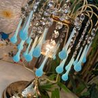Vintage Murano Tafellamp Opaline Blauwe Pegels Messing Frame thumbnail 8