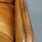 Comfortabele En Cognac-Kleurige Vintage Schapenleren Fauteuil Met Een Hoge Rug thumbnail 9