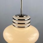 Mid-Century White Glass And Chrome Pendant Lamp By Leclaire & Schäfer 1970 thumbnail 4