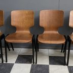 Set Of 4 Wilkhahn Wood Chairs 1960S Stackable thumbnail 3