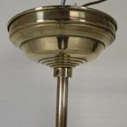 Art Deco Hanglamp Met Mat Glazen Kap En Messing Armatuur, Jaren 30 thumbnail 17