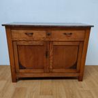 Vintage Frans Dressoir Commode, Ladekast Badkamermeubel Met Marmer Blad 105 thumbnail 2