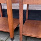 Set Van 2 Bijna Identieke Eiken Tafels Met Onderblad 61 Cm Hoog thumbnail 6
