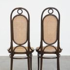 Set Van 4 Hoge Vintage Bentwood “long John” Thonet Design Stoelen thumbnail 12