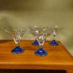 4X Vintage Ijscoupes Coupes Blauw Borgonovo Italië Italy Glazen thumbnail 11