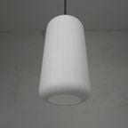 Vintage Hanglamp Met Cilindervormige Wit Glazen Kap, Jaren 50 thumbnail 8