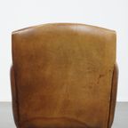 Charmante En Karakteristieke Subtiele Gepatineerde Schapenleren Armchair Met Een Geweldig Patina thumbnail 5